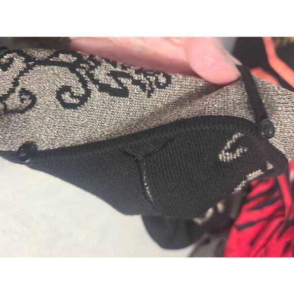 Chico's Black Gold Lurex Detail Longline Cardigan MISSING COLLAR Sz. L NWT - Picture 7 of 7